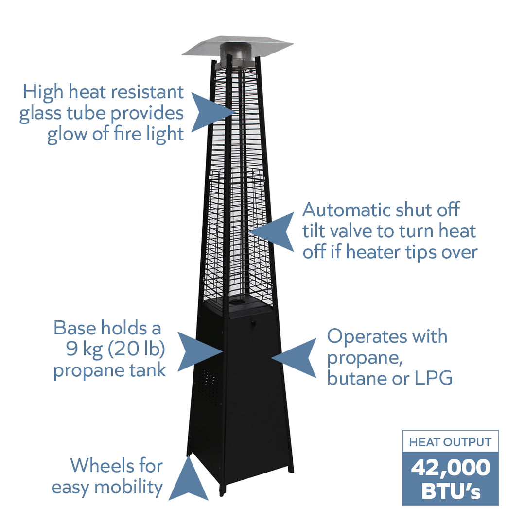 360° Pillar of Flame Gas Patio Heater – 42,000 BTU – Blue Sky Outdoor Living